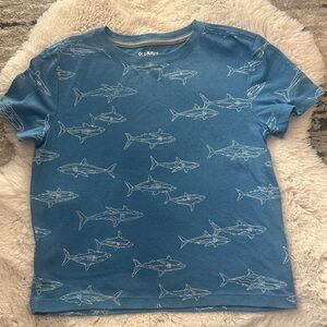 Old Navy Boys Size 5 Ocean Blue Shark Pattern Tee